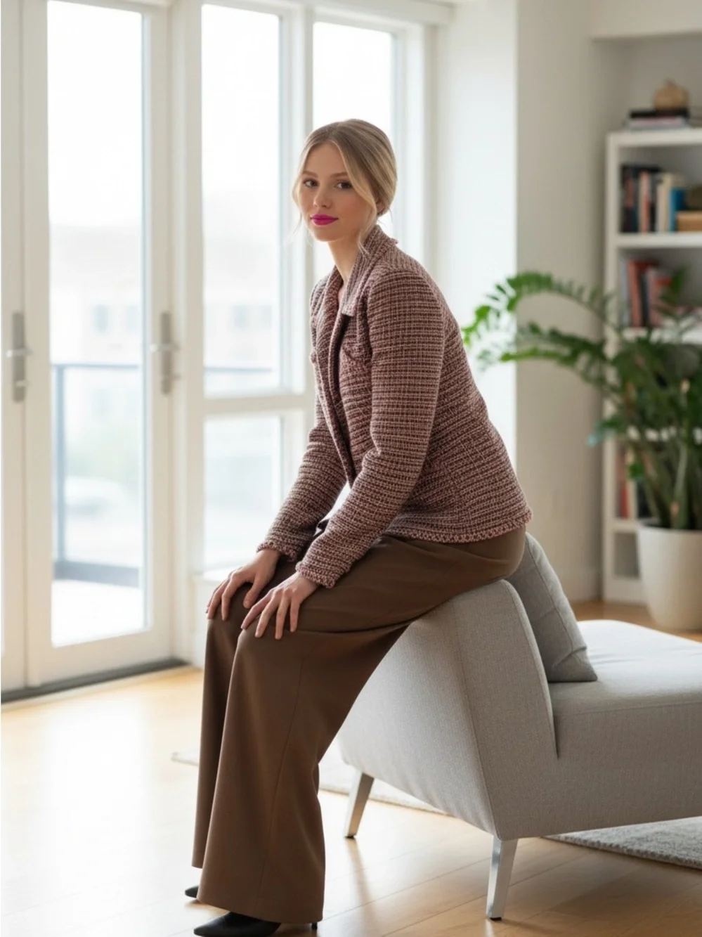 CHANEL Pink and Brown Tweed Blazer